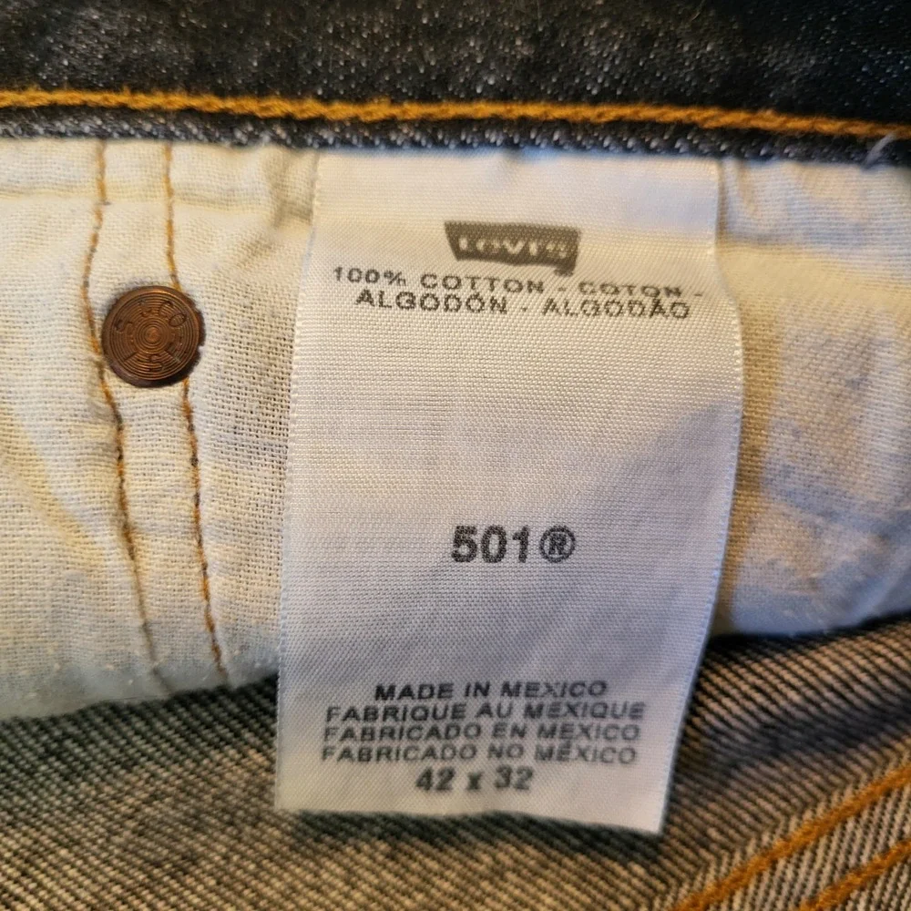 Levi's 501 Original Fit Black Wash Jeans W42 L32 Mens‎ Denim Cotton Button Fly